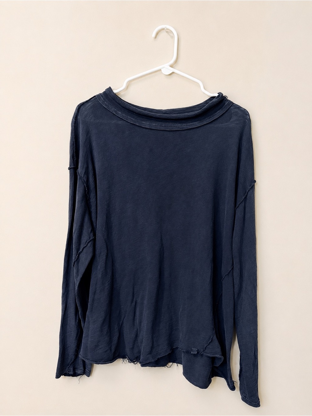 We The Free Navy Long Sleeve Raw-Edge Tee